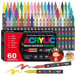72 Colors Acrylic Paint Pens Markers Set Brush Tip Paint Marker For Rock Painting Wood Canvas Stone Christmas Gift DIY Crafts
