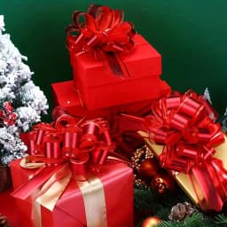 6 Pcs Grosgrain Ribbon Bow, Red and Gold, for Weddings, Parties, Christmas, Valentine's Day, Birthdays, Packaging | Durable
