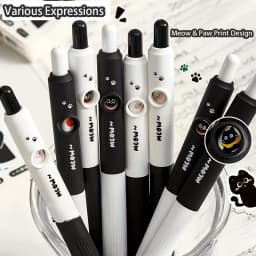 4pcs Kawaii Cat Pens Paw 0.5mm Quick-Dry Black Ink-Smooth Writing Retractable Pens School Journaling Birthday Christmas Gift 