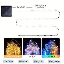 Solar LED String Lights Waterproof 8modes Christmas Garland Decor for Garden Patio Balcony Fence Festival Fairy Lights