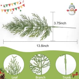 Christmas Faux Cedar Stems, Artificial Faux Cedar Branches, Christmas Greenery Pine Picks for Wreath Craft