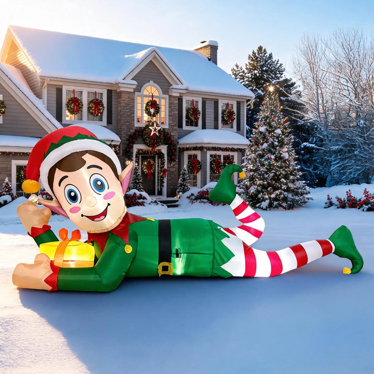 10FT Large Size Christmas Inflatable, Christmas Party Sprite, Celebration Party Decoration, Holiday Floor Decoration