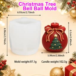 3D Christmas Ornament Silicone Mold Bow Gift Ball Candle and Soap Mold with Snowflake Tree for DIY Holiday Crafts and Decoration