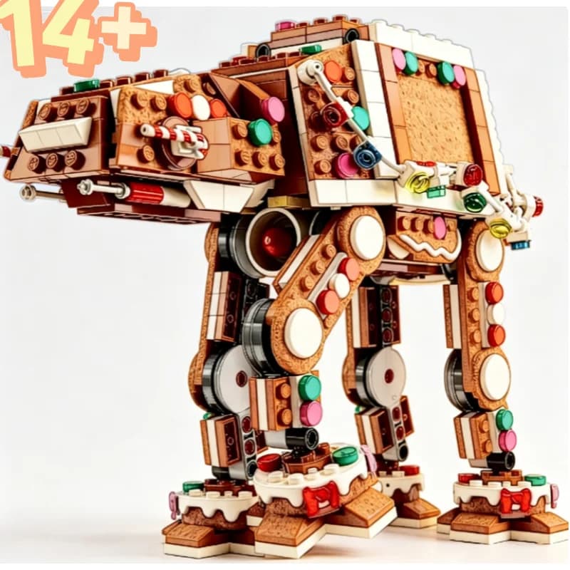 2026 New 697pcs At-at Motorized Walker Building Block Interstellar Conflict Ginger Bread Model Toy Birthday Christmas Gifts