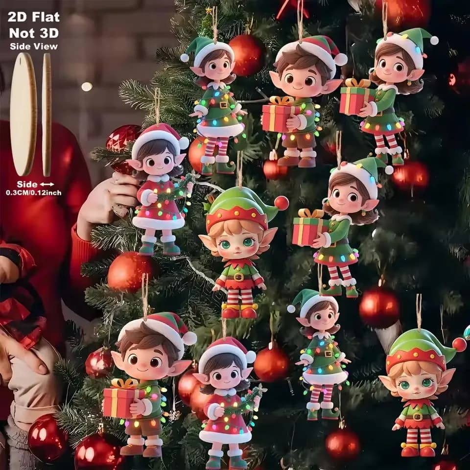 10pcs/set Christmas Wooden Pendant Take The Gift Xmas Tree Hanging Ornament Perfect for Xmas Party Decor Home New Year Gifts
