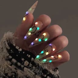 3D New Luminous Colored Light Bulbs Christmas Tree Nail Art Stickers Noctilucent Lanterns Snowflakes Santa Claus Nail Decals