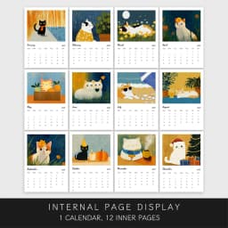 1pc 2027 Wall Calendar, Four-Season Cat Theme, 12-Month Monthly Planner, Perfect Gift for Birthdays, Christmas, New Year