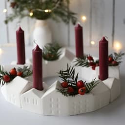 Christmas Advent Wreath Candlestick Mold - Silicone Mold for Clay Crafts, Perfect for Creating Advent Calendars, Light Fixtures,