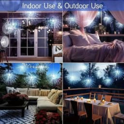 4/5 Hanging Solar Outdoor Fireworks Lights 240/450 LED Flashing Starburst Ball Lights 8 Modes for Gardens Tents Christmas Decor