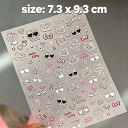Hello Kitty Christmas & Halloween Series Nail Art, Pencil Case, And Phone Stickers (Silver Foil & Glitter / 2K High-Gloss Finish
