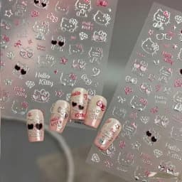 Hello Kitty Christmas & Halloween Series Nail Art, Pencil Case, And Phone Stickers (Silver Foil & Glitter / 2K High-Gloss Finish