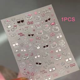 Hello Kitty Christmas & Halloween Series Nail Art, Pencil Case, And Phone Stickers (Silver Foil & Glitter / 2K High-Gloss Finish