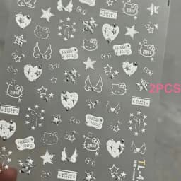 Hello Kitty Christmas & Halloween Series Nail Art, Pencil Case, And Phone Stickers (Silver Foil & Glitter / 2K High-Gloss Finish