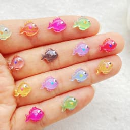 50pcs Resin Cute cartoon colored crystal fish Flat back Rhinestone DIY Wedding Scrapbook Christmas Decor Crafts