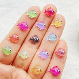 50pcs Resin Cute cartoon colored crystal fish Flat back Rhinestone DIY Wedding Scrapbook Christmas Decor Crafts