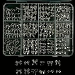 120Pcs Silver Nail Art Decorations Y2K Style Metal Charms For Christmas Wedding Valentine's Day DIY Manicure Supplies