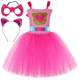 Super Kitty Costumes for Girls Super Cat Tutu Dress for Kids Christmas Halloween Outfits Children Animal Clothes with Eyes Patch