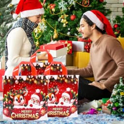6pcs Merry Christmas Gift Bags Santa Elk Tote Bags Navidad Natal Christmas Decor for Home 2026 New Year Gifts Packaging Bags