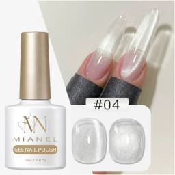 MIANEL 10ML White Cat Eye Gel Nail Polish with Flash Glass Beads Water-based Collection Nail Art New Christmas Nails 2025