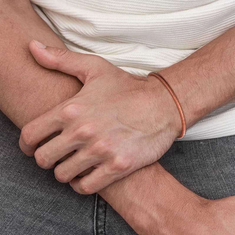 New Pure Copper Adjustable Chunky Cuff Bracelet Waterproof Healing Bangle Jewelry for Men Christmas Birthday Gift