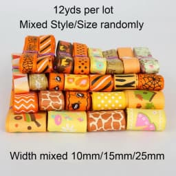 Trendy Grosgrain Satin Ribbon Random Mixed Size/Style for Wedding Party Christmas Decoration DIY Gift Craft 12y/lot (1y/style)