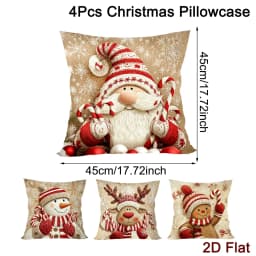 4pcs Christmas Throw Pillow Covers Gnome Gingerbread Man Cushion Covers Christmas Decoration for Home Sofa Living Room 2026