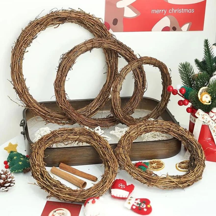 10cm/15cm/20cm Artificial Rattan Frame Home wedding Christmas party Outdoor Garden Decor DIY Bride Wreath Door hanging accessory