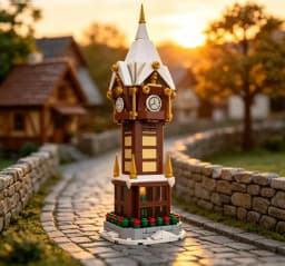 345PCS MOC Building Blocks Winter Village Christmas Street Clock Tower Street View Series Toy Gifts Finished Size 8 * 8 * 25CM