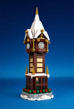 345PCS MOC Building Blocks Winter Village Christmas Street Clock Tower Street View Series Toy Gifts Finished Size 8 * 8 * 25CM