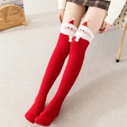 Striped Long Socks Womens Panda Cat Winter Warm Ladies Girls Black White Funny Over Above Knee Thigh High Stockings Christmas