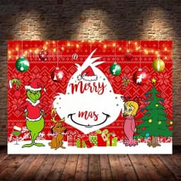 Christmas Grinch Birthday Party dinnerware Disposable Banner Cake Topper Hanging Flag Grinch Balloons Birthday Decoration set