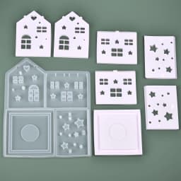 3D House Silicone Mold DIY Christmas Tree Love Star House Ornament Decor Plaster Epoxy Resin Candle Holder Mold Crafts Making