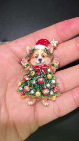 Wuli&baby Christmas Tree Dog Brooches For Women Unisex 2-color Rhinestone Cute Corgi Dog New Year Party Causal Brooch Pins Gifts