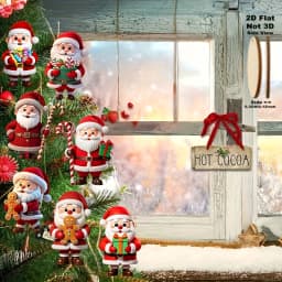 10Pcs Christmas Wooden Gingerbread Man Santa Claus 2D Flat Wooden Pendant Christmas Tree Decoration Perfect Holiday Gift Decor