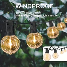 Hooks with Safety Clips, Windproof Screw Hooks for Hanging Outdoor String Lights, Ceiling Hooks for Plants, Christmas Lights