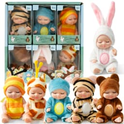 6-12Pcs Mini Baby Dolls Cute Mini Reborn Dolls with Clothes Tiny Baby Dolls Smooth Small Baby Dolls Kid Birthdays Christmas Gift
