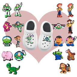 MESUCA 20pcs Buzz Lightyear Shoe Charms for Clogs Bubble Slides Sandals PVC Shoe Decorations Accessories for Christmas Gift@