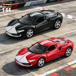 Bburago 1:64 FERRARI 296 GTB ASSETTO FIORANO Purosangue car model series children's Christmas boy gift toys