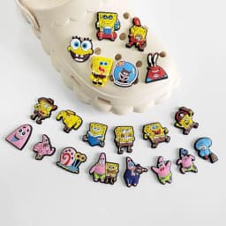 20pcs Spongebob Shoe Charms For Slides Sandals Crocs,Shoe Decorations Accessories Buckle For Christmas Birthday Party Gift
