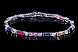 CWWZircons Fashion CZ Charm Lovely Red Green Blue Austrian Crystal Tennis Bracelets for Women Christmas New Year Gift CB087