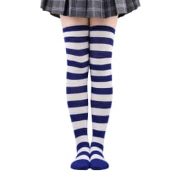 Wide Striped Stockings Women Over Knee High Long Socks Christmas Halloween Cosplay Anime Performance Party Gifts Socks Colorful