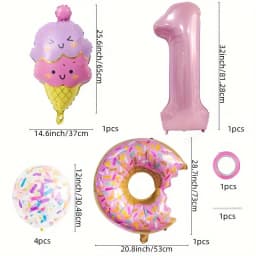 7-Piece Set of Cute Pink Donut Candy Foil Balloons 40inch Ice Cream Themed Birthday Party Scene Decoration Photo Props Indoor and Outdoor Decoration Cool Summer Gifts Anniversary Supplies, Halloween Decorations, Christmas Decorations, Birthday Celebrations, Fun Party Themes, High-Quality Lightweight Balloons, Party Balloon Sets, Event Decorations, Great Gift Options