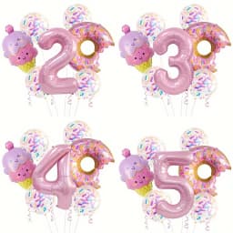 7-Piece Set of Cute Pink Donut Candy Foil Balloons 40inch Ice Cream Themed Birthday Party Scene Decoration Photo Props Indoor and Outdoor Decoration Cool Summer Gifts Anniversary Supplies, Halloween Decorations, Christmas Decorations, Birthday Celebrations, Fun Party Themes, High-Quality Lightweight Balloons, Party Balloon Sets, Event Decorations, Great Gift Options