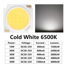5pcs 10W 20W 30W 40W 50W Bridgelux LED Chip DC30-33V For Flood Light Spotlight Diy Lighting Cold White Warm White Neutral White