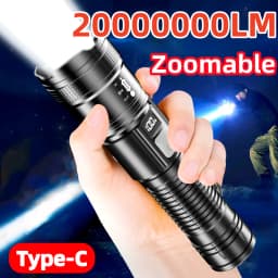 2000000LM Ultra-High Power Flashlight Digital Electronic Display Waterproof Torch Zoom Hand Light Outdoor Camping Lantern
