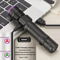 395nm UV Identification Aluminum Alloy Convenient Focusing Purple Light 365nm Aluminum Alloy Flashlight Type-C Charging