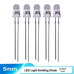 5mm Cyan 490nm Ice Blue 480nm DIP LED Light-Emitting Diode High Luminous DC3.2-3.4V 20mA for Traffic Lights