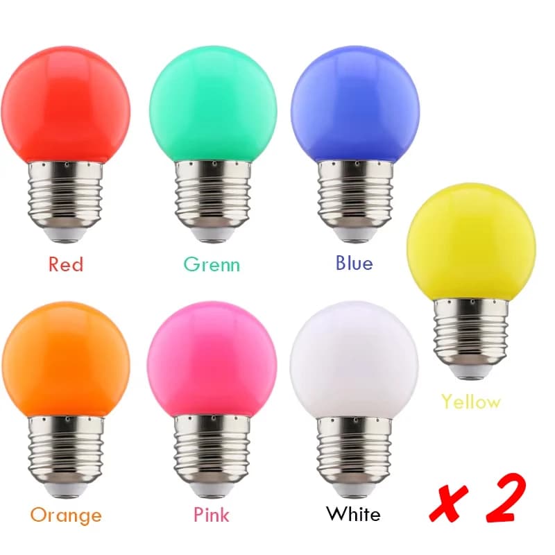 2pcs Colorful Led Light Bulb G45 E27 220V LED Lamp Red Yellow Blue Green Pink Orange White Christmas Wedding Night Light Indoor