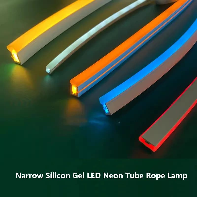 Narrow Silicon Gel LED Neon Tube Rope Lamp Flexible Linear Silicone Diffuser Channel Waterproof Cabinet Closet Car Decor Light