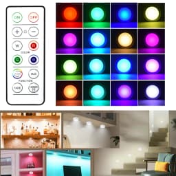 3/6 PCS LED Puck Light RGB 16 Colors Dimmable Under Cabinet Light USB Rechargeable Wine Cabinet Light with Remote Control